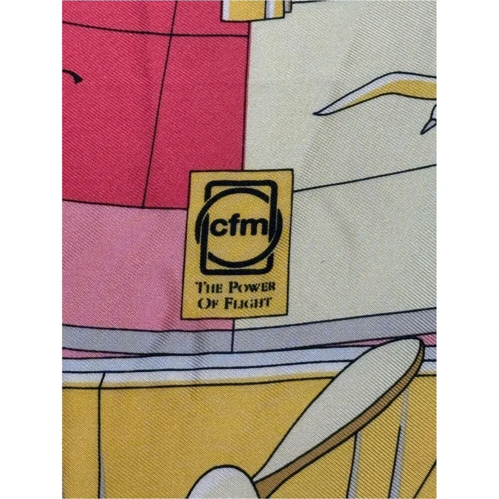 Vintage Projectif Silk Scarf Commemorative CFM Power of Flight Aviation History
